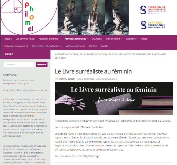 Lien avec Philomel (Fédération des recherches et des enseignements sur le genre, Sorbonne Université – Paris 4)